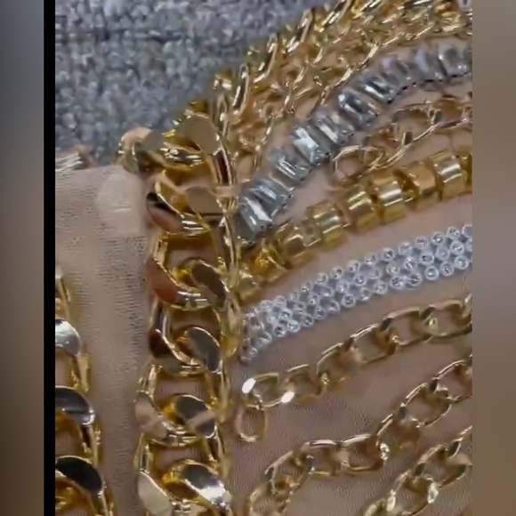 Gold chain jeweled dress - Picture 8 of 10